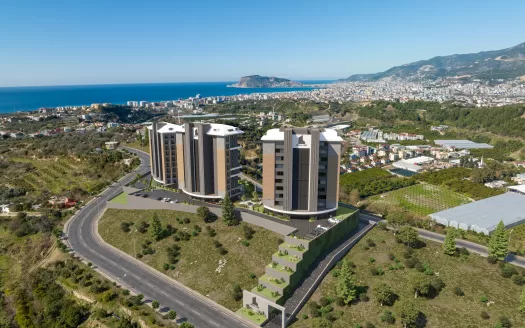 New project with city and sea views in Kestel